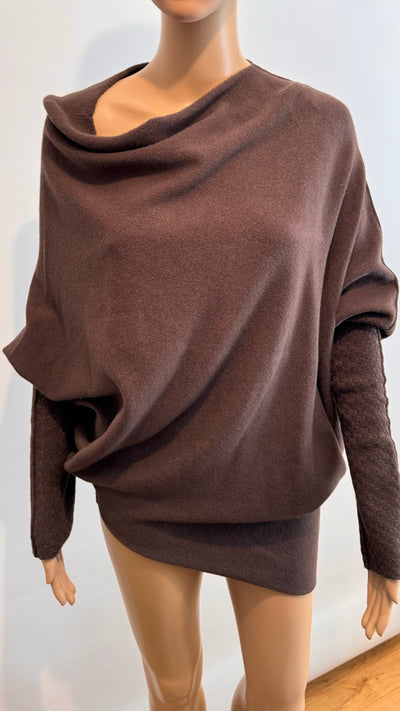 Soft Knit Asymmetric Draped Jumper - Giada