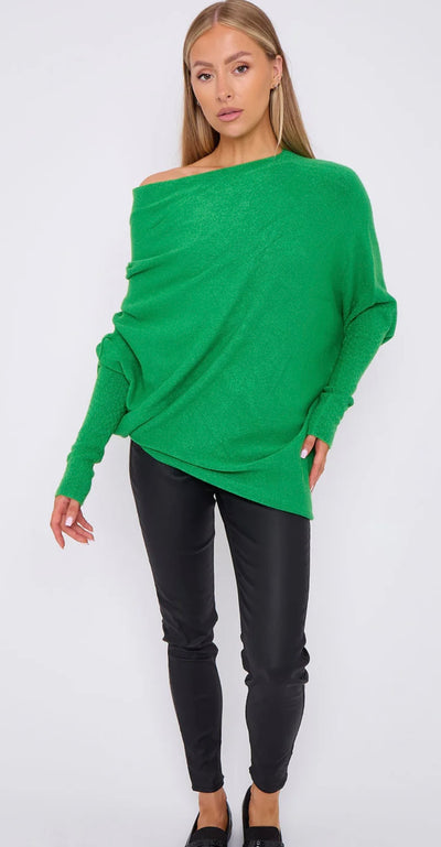 Soft Knit Asymmetric Draped Jumper - Giada