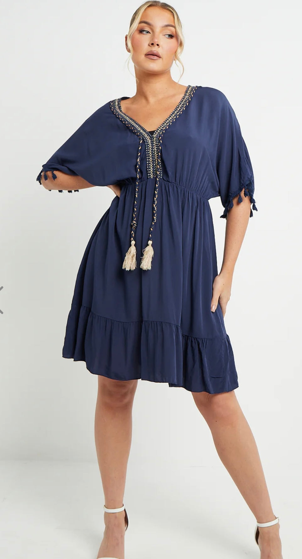 Plain Midi Tassel Boho Dress- Giordy