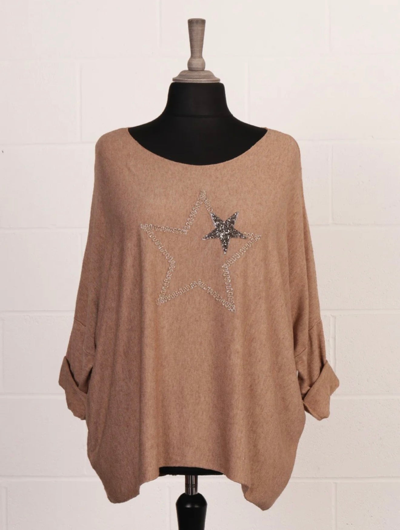 Italian Diamante & Embroidered Star Detail Knit- Favilla