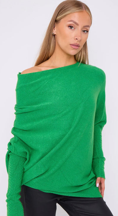 Soft Knit Asymmetric Draped Jumper - Giada