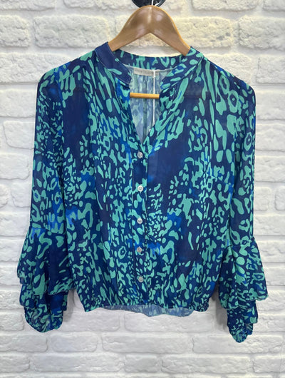 Animal Print Spanish Sleeves Blouse- Lolita