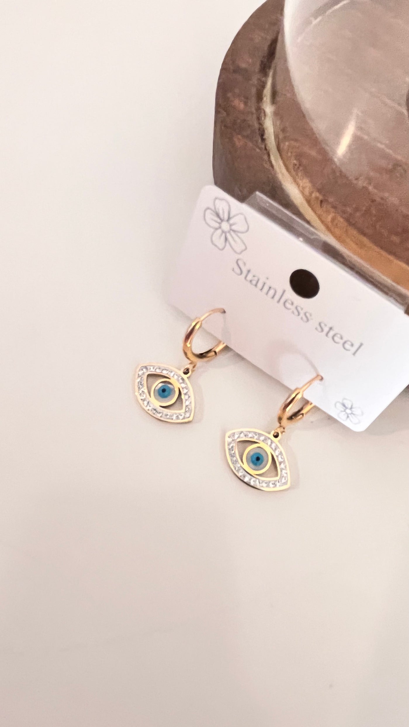 Evil Eye Zircon Hoop Earrings-Iva