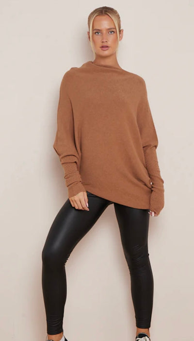 Soft Knit Asymmetric Draped Jumper - Giada