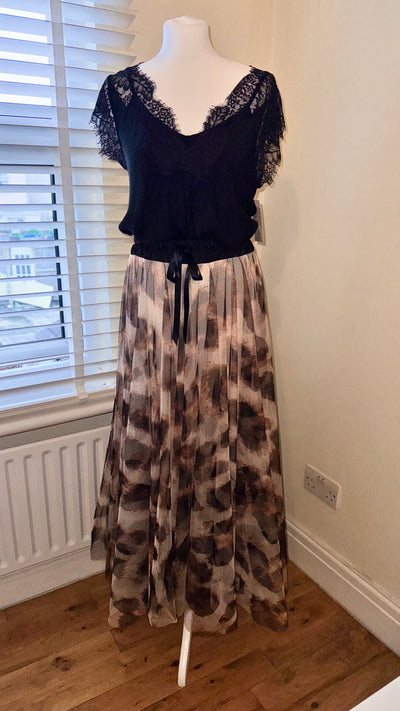 Leopard Print Tulle Maxi Skirt- Ornella