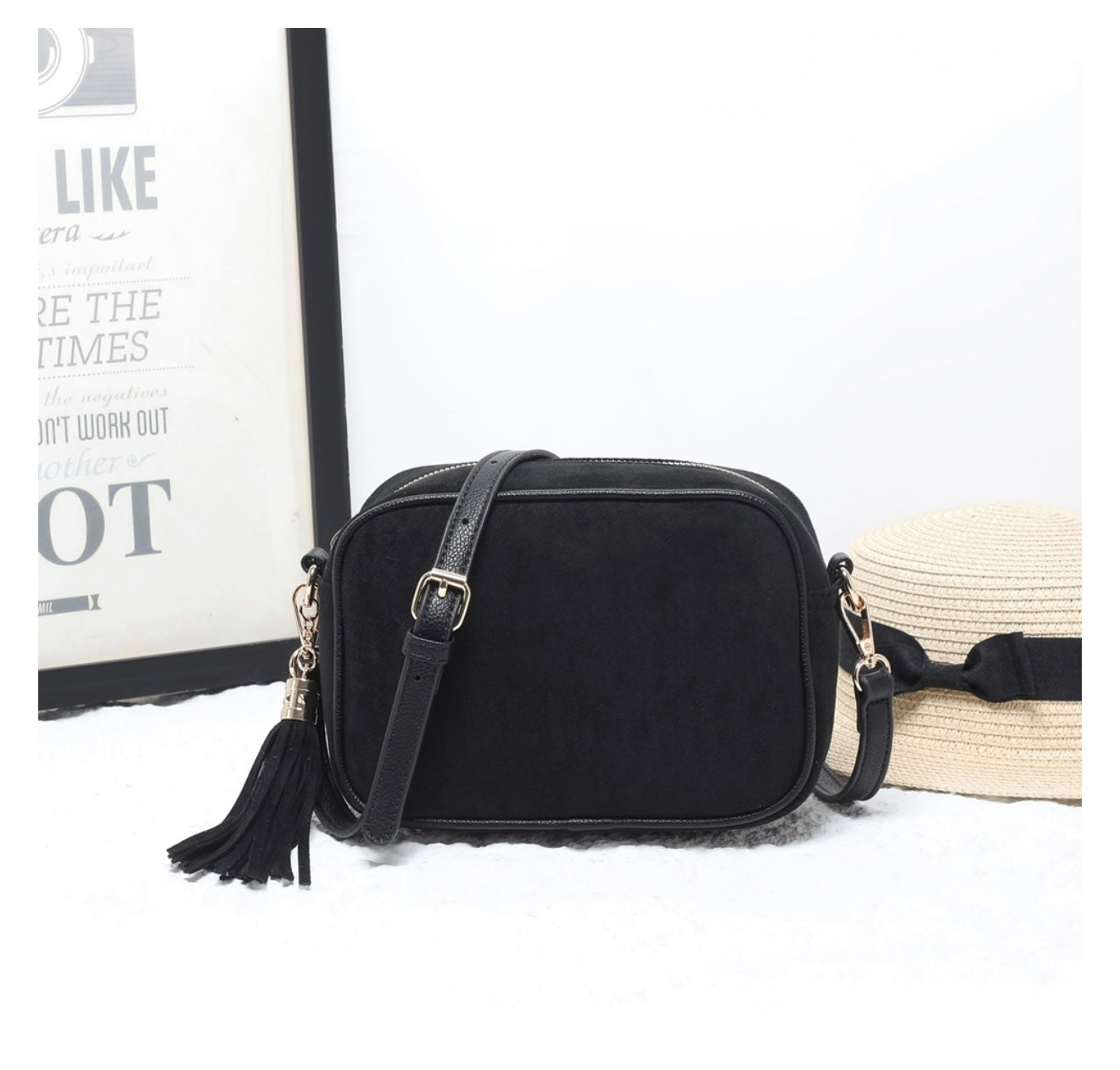 Faux Suede Crossbody Bag- Malia