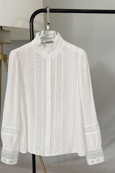 Bisou Project High Neck Crochet Lace Shirt- Ashanti