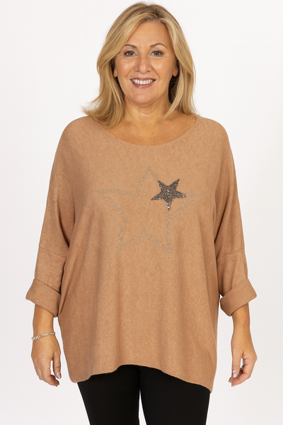 Italian Diamante & Embroidered Star Detail Knit- Favilla
