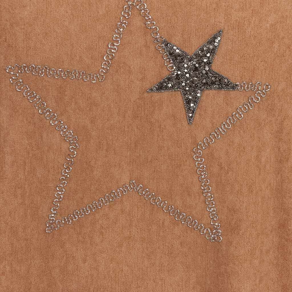 Italian Diamante & Embroidered Star Detail Knit- Favilla