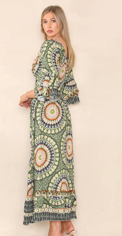 Mandala Print Maxi Dress- Anais