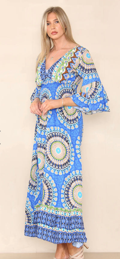 Mandala Print Maxi Dress- Anais