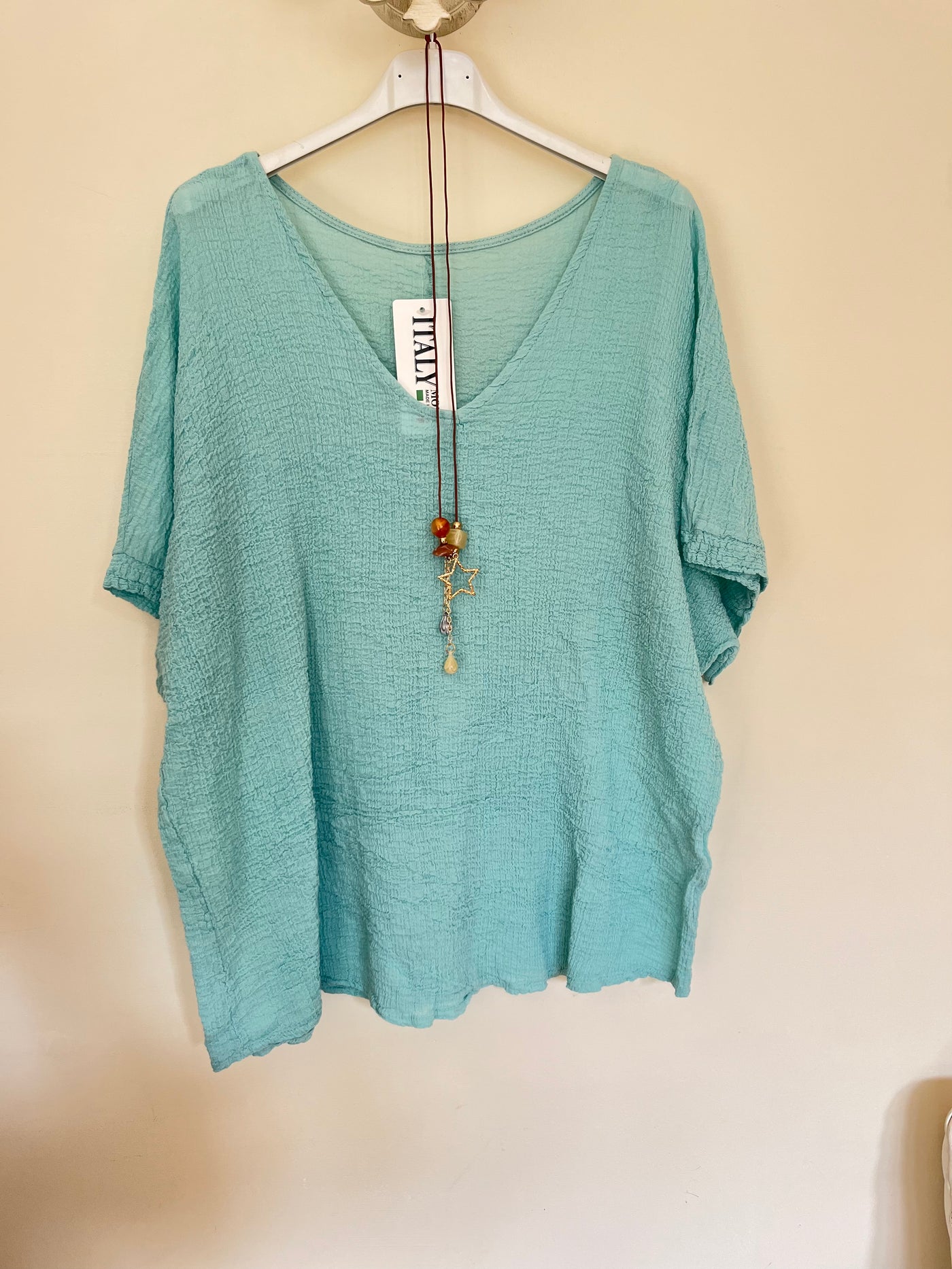 Waffle Cotton Necklace Top- Tizy