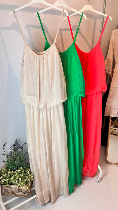 Italian Pure Silk Jumpsuit- Celeste