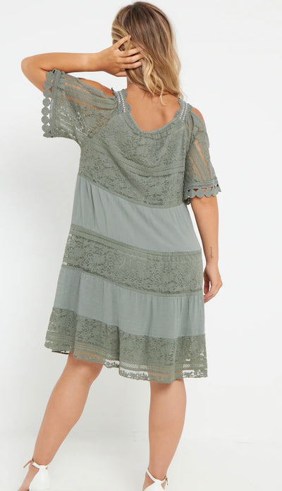 Cold Shoulder Lace Dress- Greta