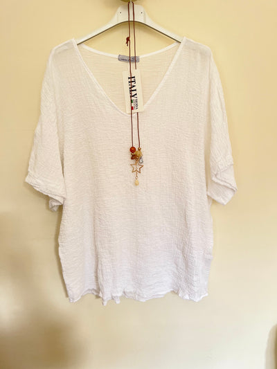 Waffle Cotton Necklace Top- Tizy