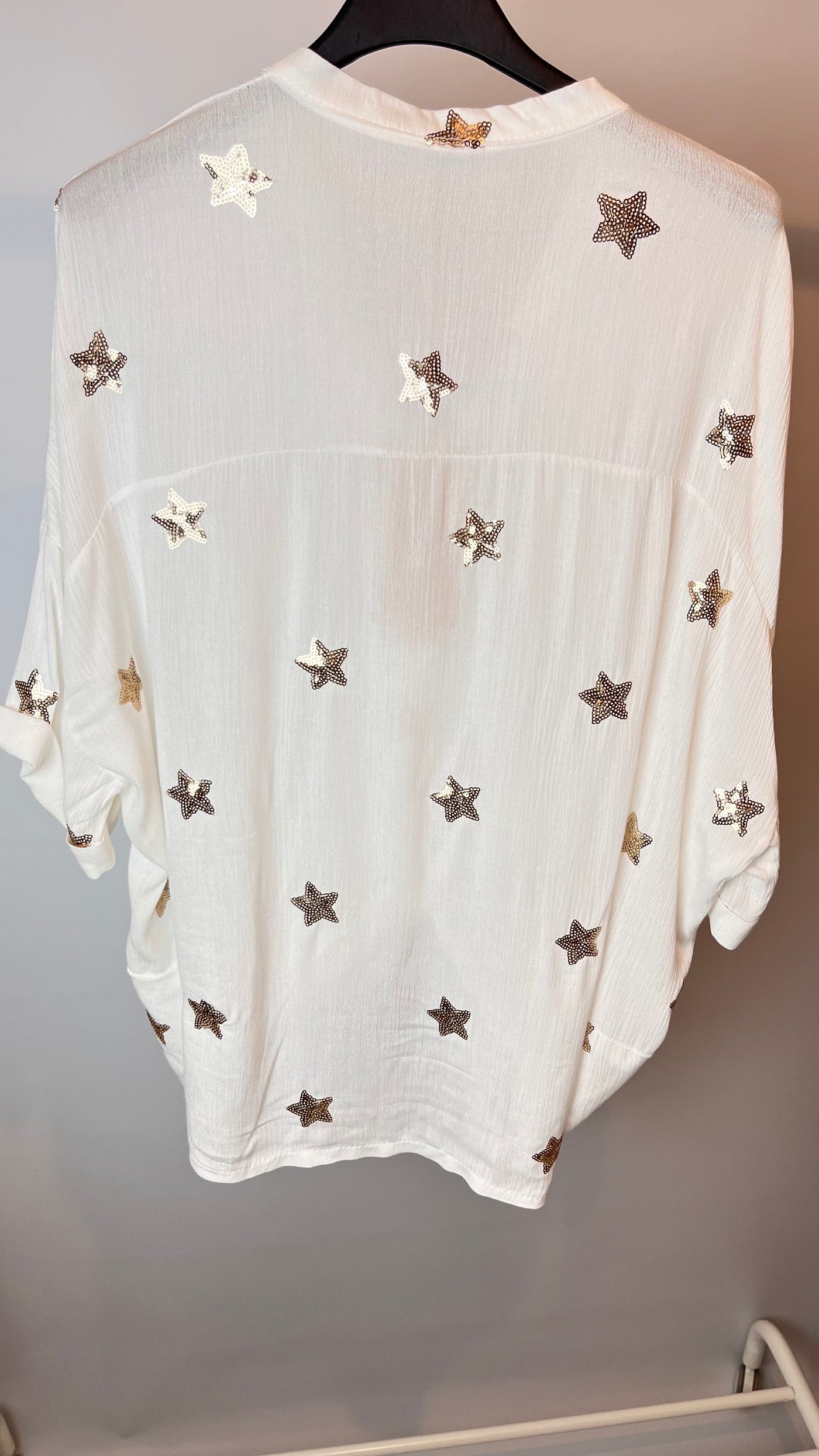 Sequin Stars Tie Front Shirt - Stella