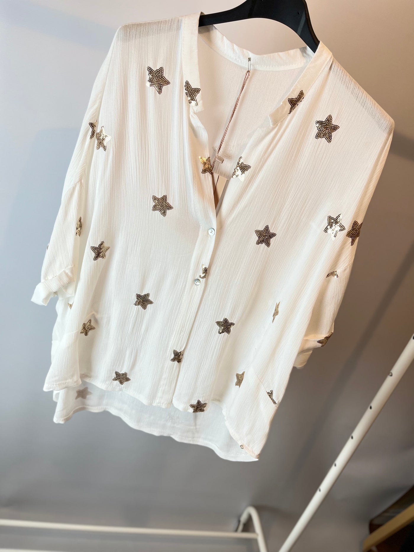 Sequin Stars Tie Front Shirt - Stella