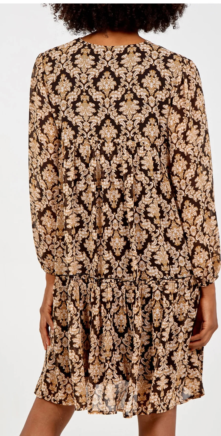 Brocade Black Gold Smock Dress