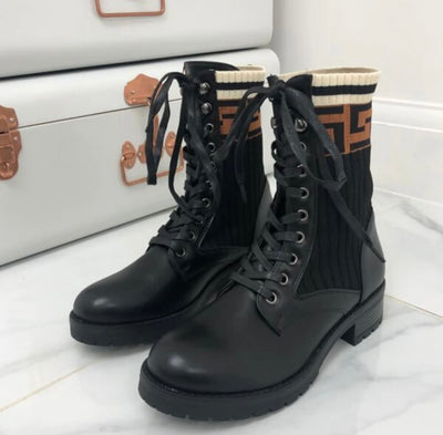 Black Inspired Faux Leather Biker Boots 