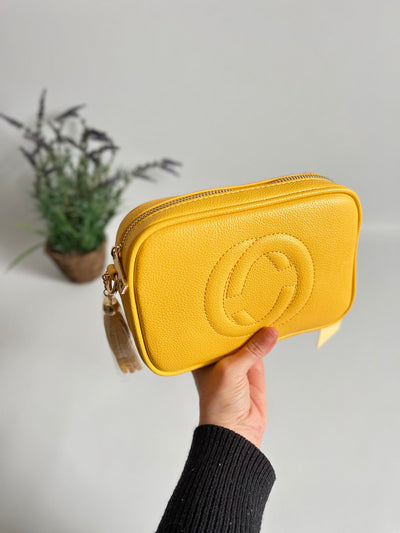 yellow faux leather crossbody bag 