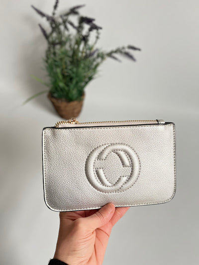 Silver Designer Inspired Small Pouch