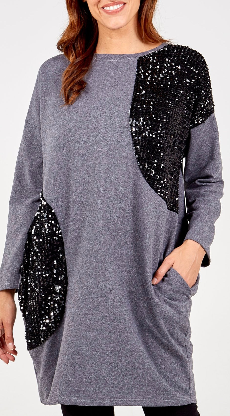 Sequin Details Sweatshirt Dress- Emma