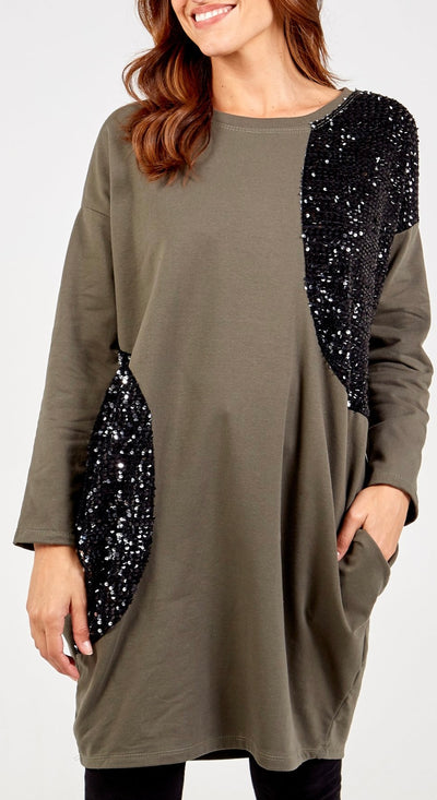 Sequin Details Sweatshirt Dress- Emma