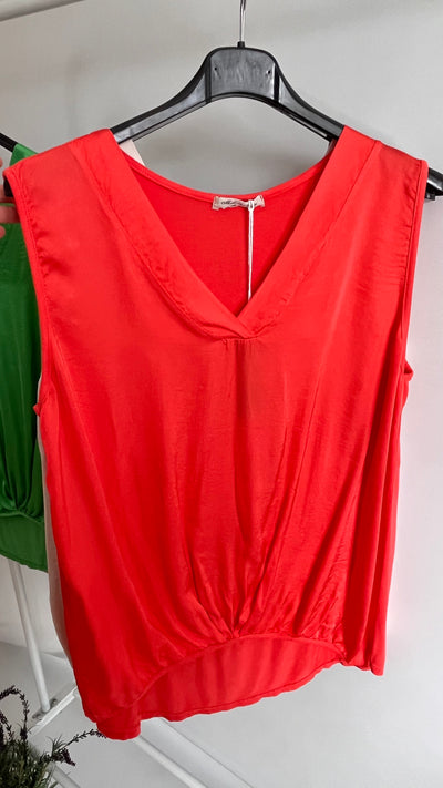 Italian V-Neck Silk Top-Roma