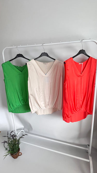 Italian V-Neck Silk Top-Roma