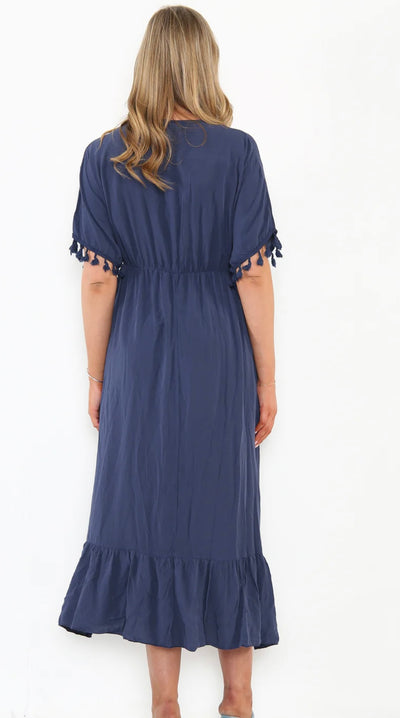 Plain Maxi Tassel Boho Dress-Giordana