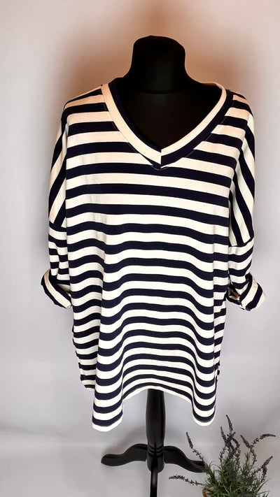 Stripe Breton Evil Eye Top- Marina