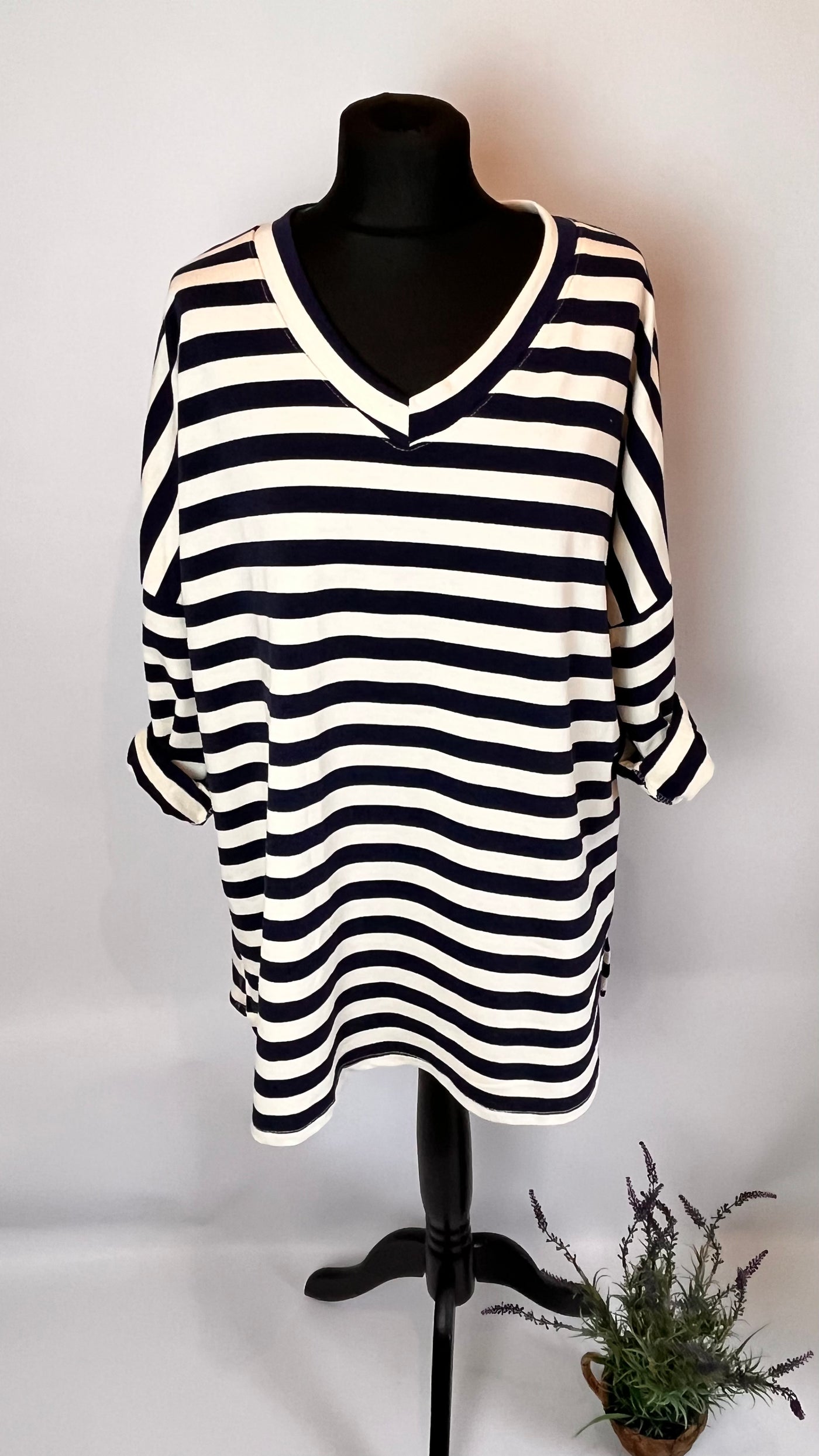 Stripe Breton Evil Eye Top- Marina