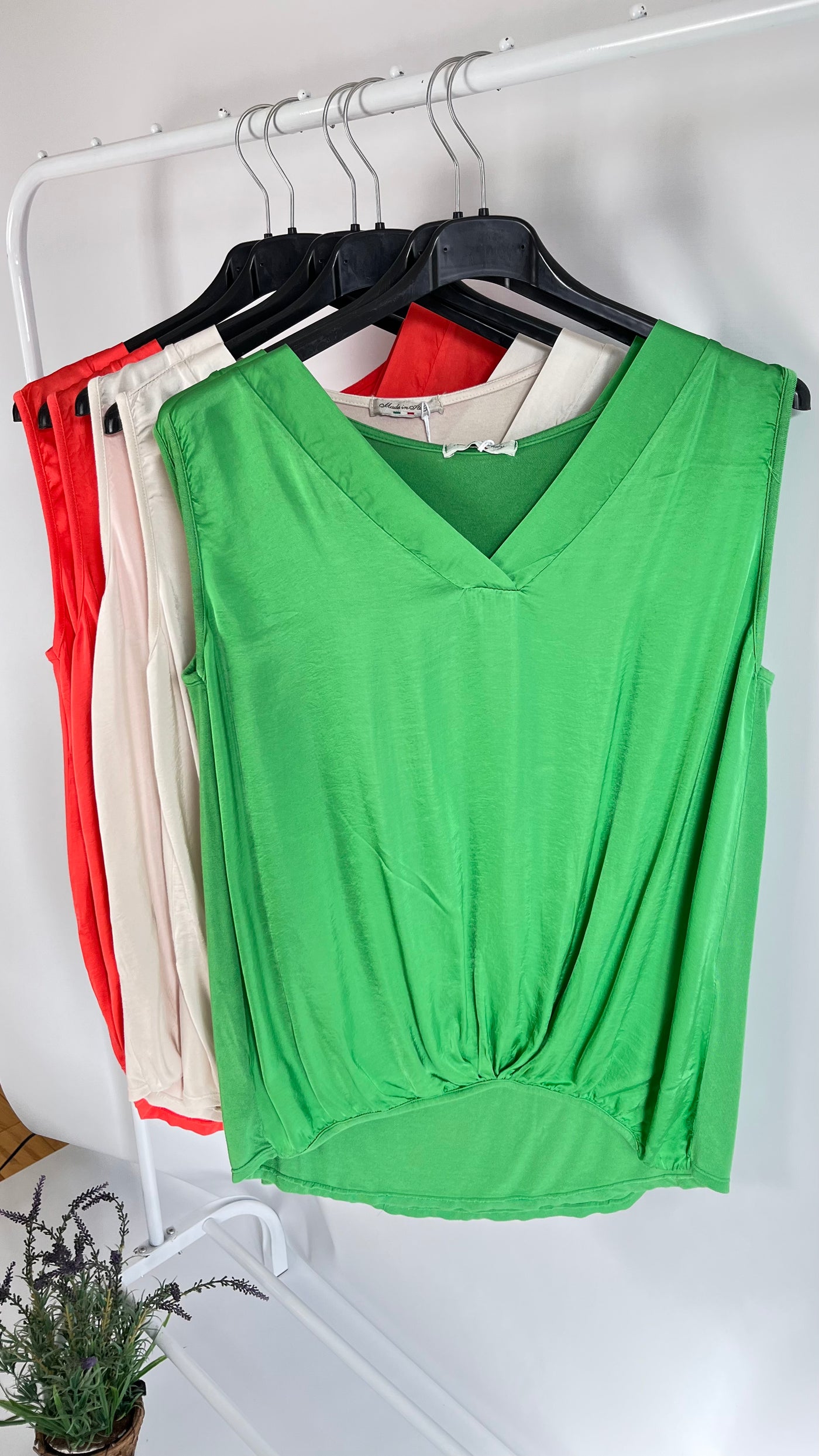 Italian V-Neck Silk Top-Roma