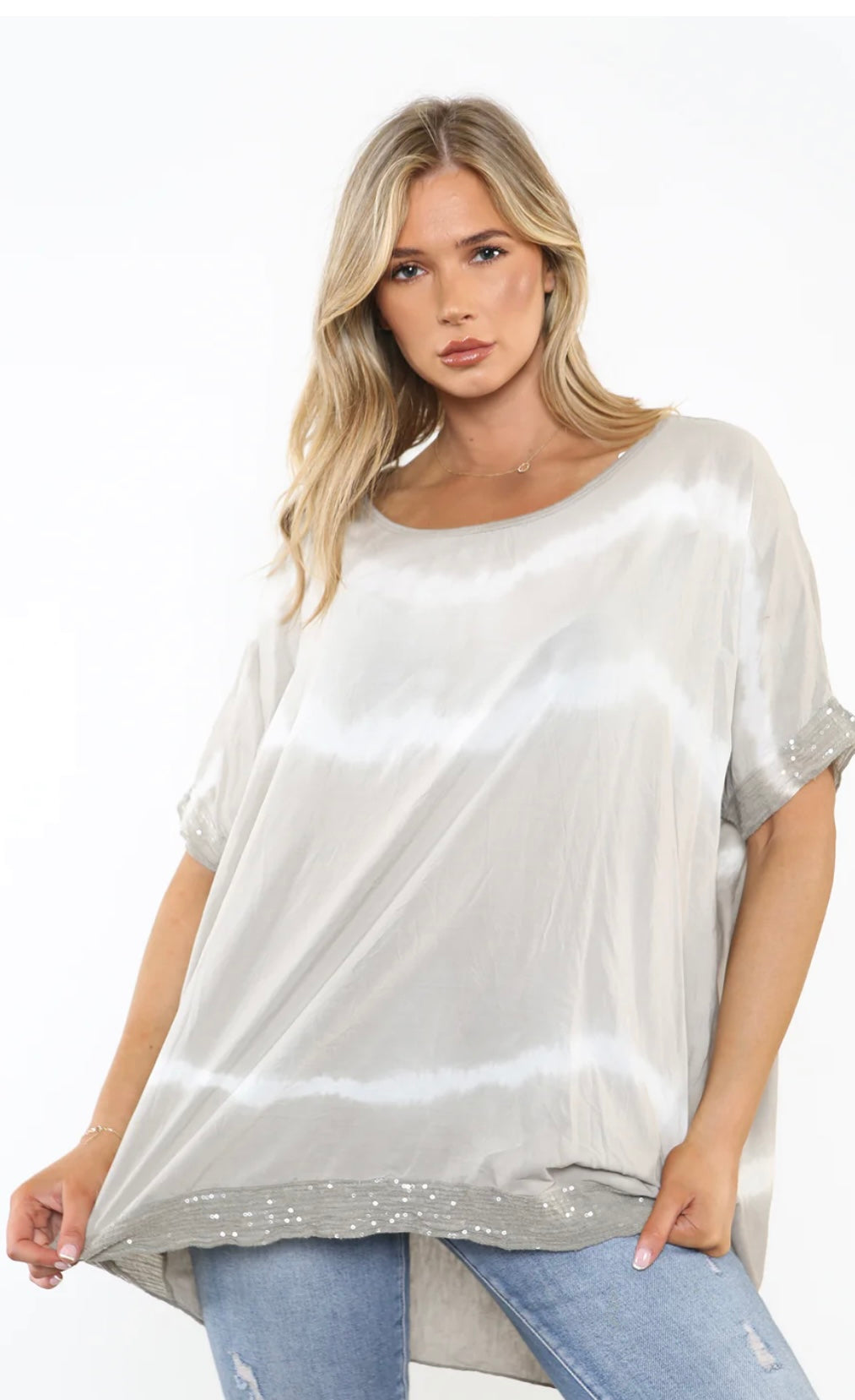 Dyed Sequin Oversized Top - Lory